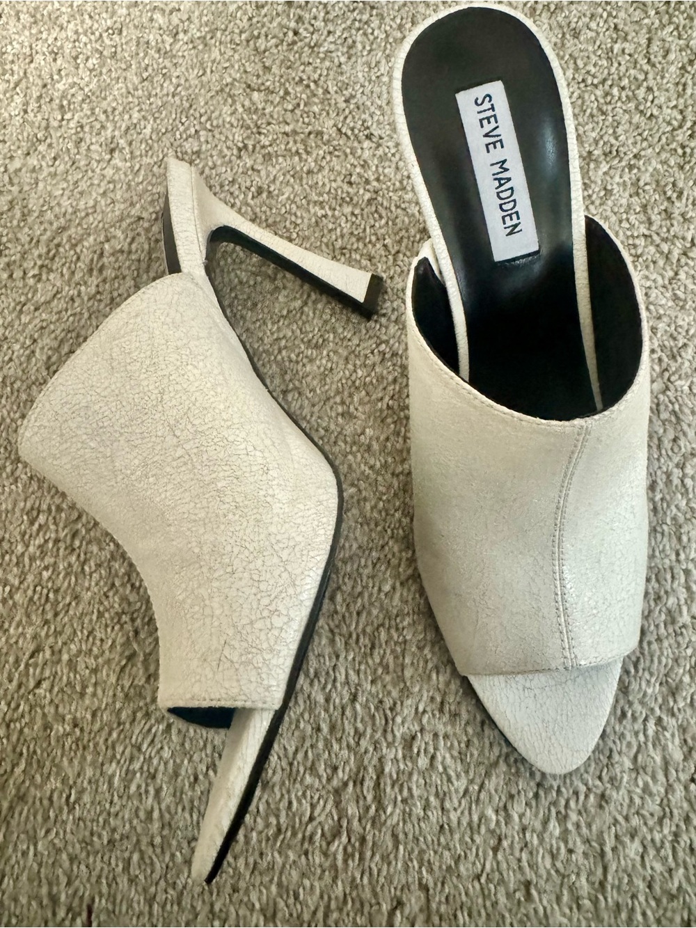 Women’s Steve Madden Darla Cream Open-Toe Mule Heels size 9.5